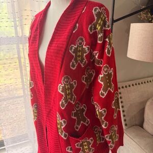 Love on aHanger gingerbread Christmas cardigan teacher baker mom Christmas movie
